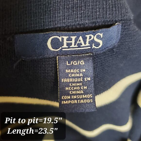 Chaps Navy Striped Zip Jacket Gold Button Nautical Blazer Style Women L Preppy - Picture 7 of 8